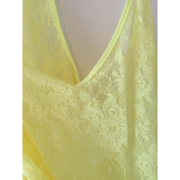 Neon Yellow Stretch Lace Tank - Picture 3 of 4